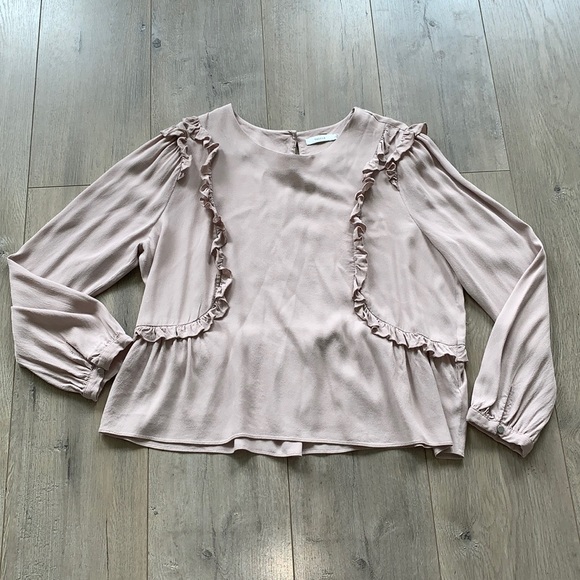 Talula Ruffle Frill Blush Shirt Large - Picture 1 of 8